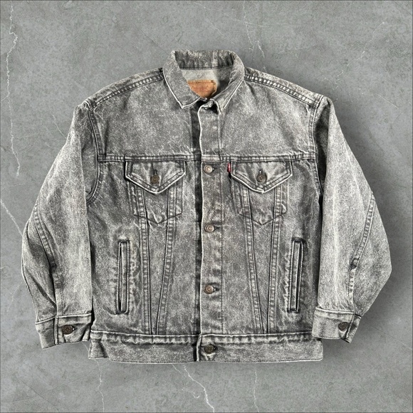 Vintage Levi's Denim Jacket Men XS Black Acid Wash Trucker Skater Grunge 80s 90s - Picture 1 of 7
